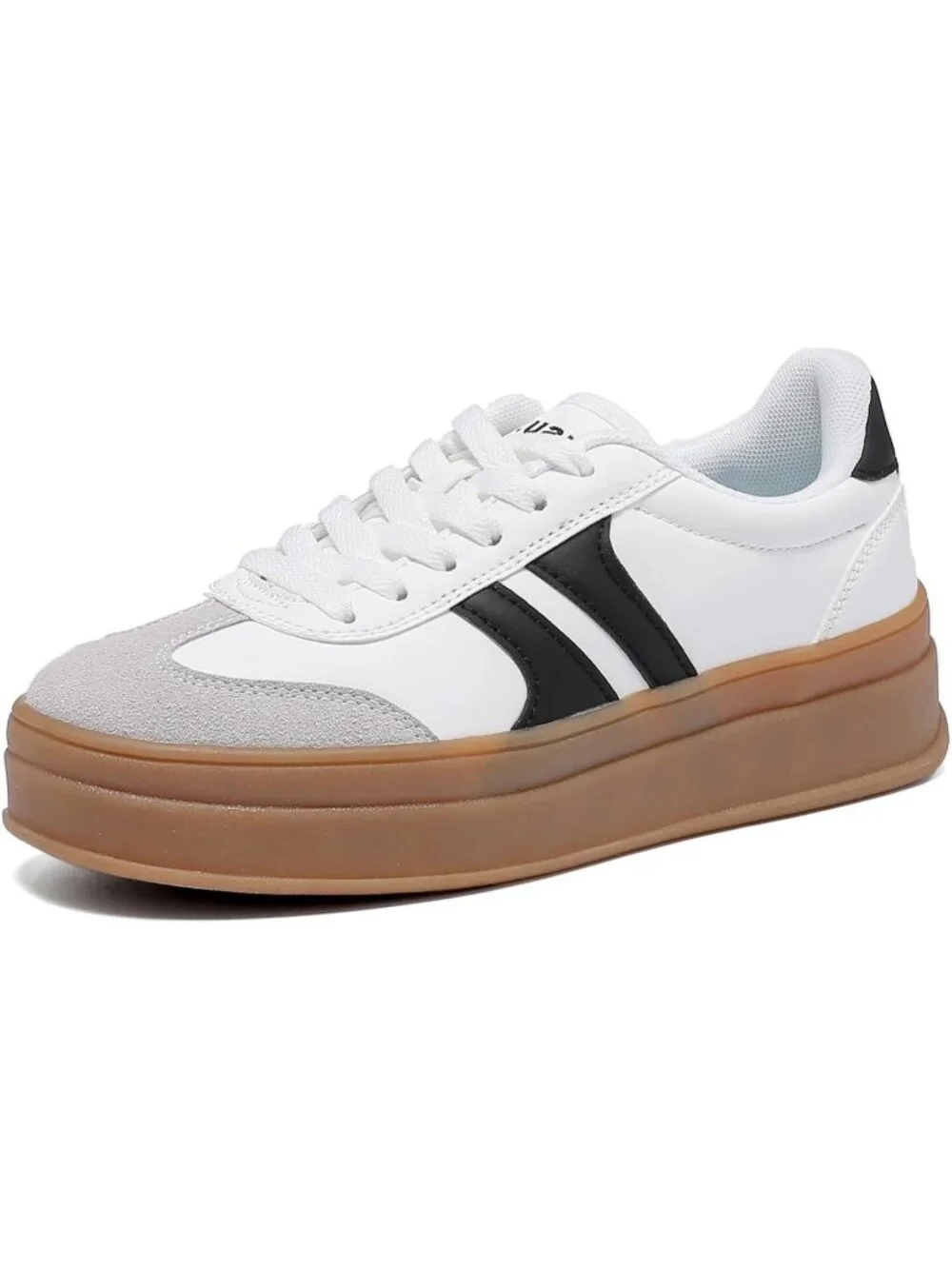 🆕Women's White Gum Sole Fashion Sneakers Thick Platform Sole Rubber Shoes